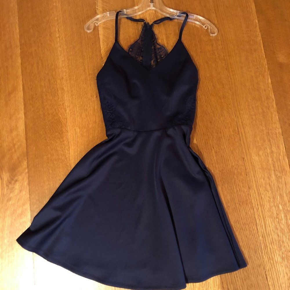 Francesca's - Dress - Midi - Spaghetti Strap - 2016 - Navy Blue - Lace - Sz XS
